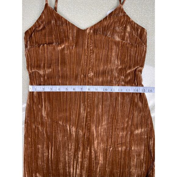 NWT Elodie Velvet Cami Mini Dress XS Clay Brown Crushed V-Neck - Picture 9 of 9